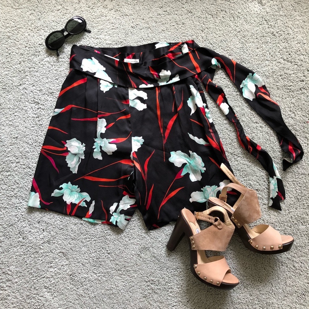 Dries Van Noten Black Floral Wrap Shorts